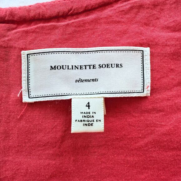 Anthropologie Moulinette Soeurs Dazzling Lights Lace Eyelet Dress in Coral Red - Picture 6 of 13